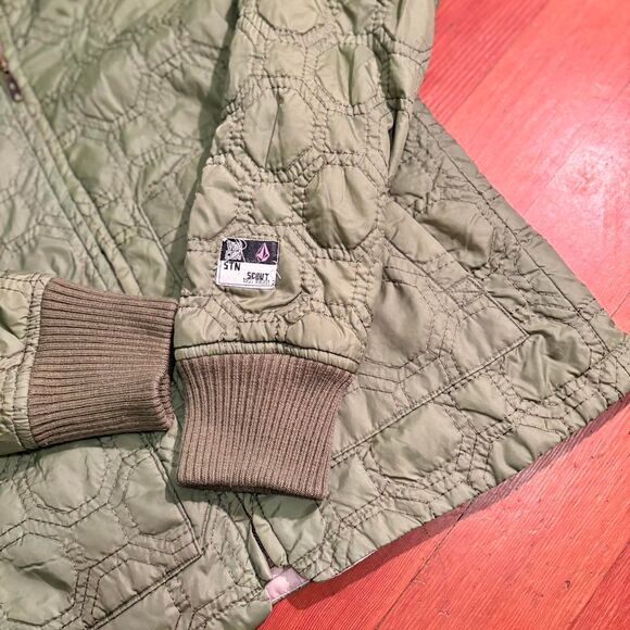 Volcom Women's Quilted Bomber Jacket in Green Size XS - Picture 3 of 4